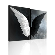 2 tấm, Tranh vải canvas cánh thiên thần đen trắng hiện đại, Áp phích trang trí tường tuyệt đẹp, Trang trí nhà cửa phòng ngủ phòng khách, Không khung 15,7*23,6in - A - Xem 13