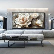 1入/set牆藝裝飾品，白色植物和花卉帆布印花，現代花卉印花，白色花卉牆壁藝術海報，客廳和廚房的理想禮物，無框架 - 彩色 - 查看 25