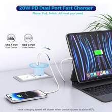 IPhone 15 Charger Block,(Blue)USB C Charging Block[2 Pack] 20W Dual Port PD Fast USB C Wall Charger Adapter USB A Quick Charging Brick Plug Compatible With Apple IPhone 15/15 Pro Max/15 Plus/14/13/12/11, XS/X,IPad - US A Type Plug(110-127V) - View 2
