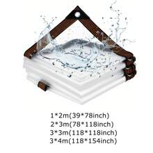 1pc Waterproof Clear Tarp With Grommets, Transparent Tarpaulins Cover For Patio Enclosures Plants Gardens Chicken Coops Outdoor - Transparent - View 3