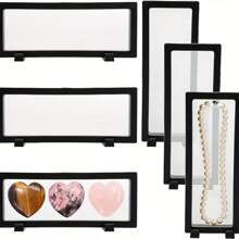 2/4/6pcs Dust Free Anti-Oxidation Display Box, 3D Floating Frame Jewelry Case, Coins Treasure Necklaces Bracelets Display, Household And Travel Storage And Organization, Bathroom Accessories, Bedroom Accessories - Black - View 9