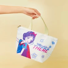Miniso Bolsa de bento de la serie de poder de princesa de fantasía, bolsa de almuerzo portátil con estampado de dibujos animados lindos - Amarillo - Ver 6