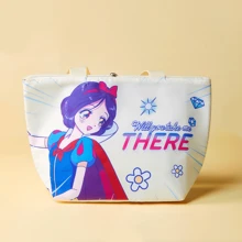 Miniso Bolsa de bento de la serie de poder de princesa de fantasía, bolsa de almuerzo portátil con estampado de dibujos animados lindos - Amarillo - Ver 5