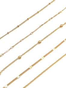 5pcs Minimalist Stackable Foot Chain With Small Beads Elegant Anklets Women Charm Beach Party Anklet Set - Yellow Gold - View 4