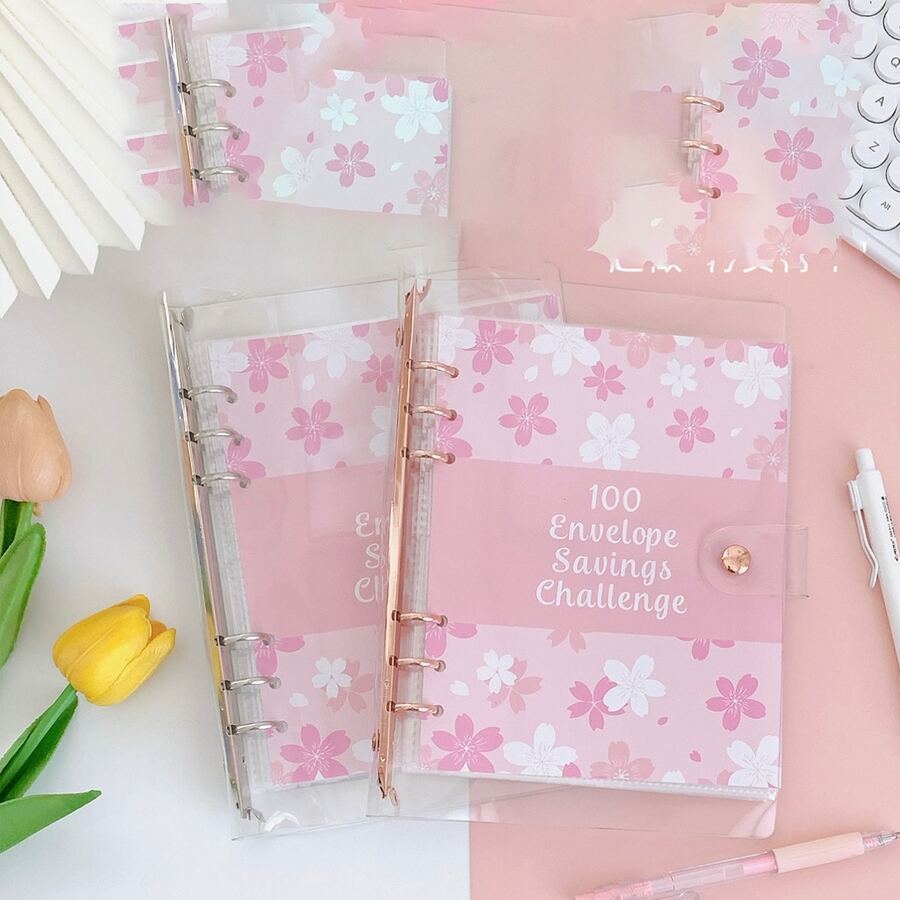 1pc Loose-Leaf Notebook 100-Day Money Saving Challenge Cash Savings (25 Sheets Inner Page Stores 100 Sheets) - Multicolor - View 1