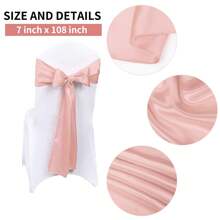 50 PCS Satin Chair Sash Chair Decorative Bow Designed Chair Cover Chair Sashes For Thanksgiving Wedding Christmas Banquet Party Home Kitchen Decoration ( 7 X 108 Inch) Outdoor Party Wedding Outdoor Activities Banquet - 玫瑰金色 - 查看 2