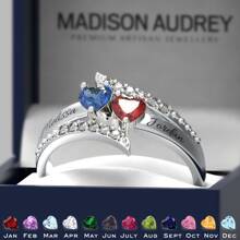 S925 Sterling Silver Customizable Birthstone & Customized Engraving English Infinite Love Custom Ring For Women Fine Ladies Jewelry Gift Anniversary Gift