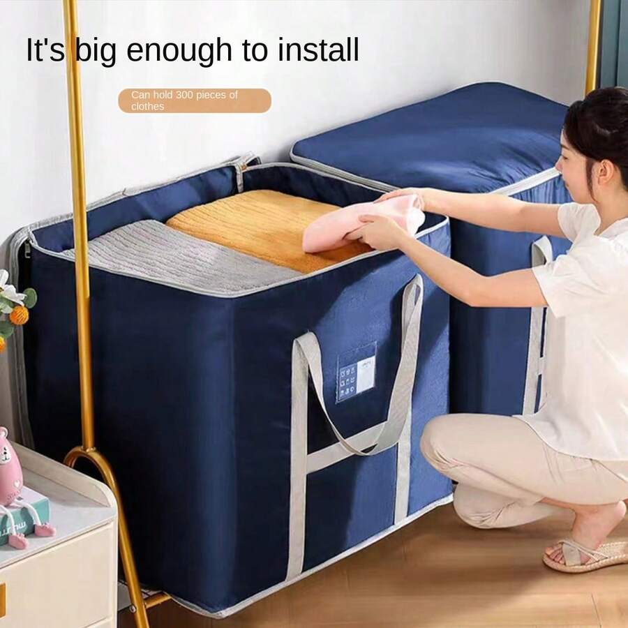 一個灰色牛津布被子收納袋，家用整理袋，加厚遷移袋，防水手提旅行袋，婚禮配件收納盒 - 灰色 - 查看 1