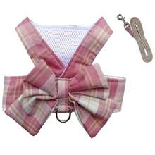 Pet Cute Bowknot Collar Dress With Harness, Leash, Cat Clothes, Dog Vest