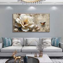 1入/set牆藝裝飾品，白色植物和花卉帆布印花，現代花卉印花，白色花卉牆壁藝術海報，客廳和廚房的理想禮物，無框架 - 彩色 - 查看 5