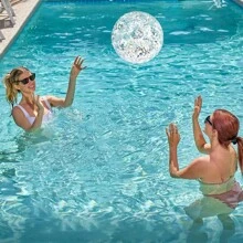1pc Inflatable Glitter Beach Ball, Sequin Transparent Pool Ball, For Adult Summer Water Game, Outdoor Pool Party Supplies