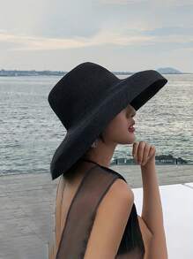 1pc Women Summer Large Brim Vacation Beach Straw Hat UV Protection Sun Hat - Sun Protection - View 1