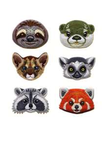 1 Piece Embroidery Fabric Stickers Iron On Rainforest Panda Raccoon Sloth Otter Cute Animal Patch,School Summer, School
