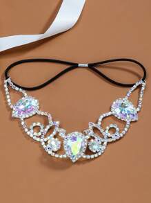 1pc Silver Tone Fashionable Rhinestone Leg Chain, Hollow Body Chain Jewelry For Women