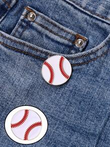 1pc Girls Baseball Zinc Alloy Red & White Oil Drip Cute Button Badge With Brooch Pin Suitable For Daily Jeans And Hat Decoration Accessories - Multicolor - View 2