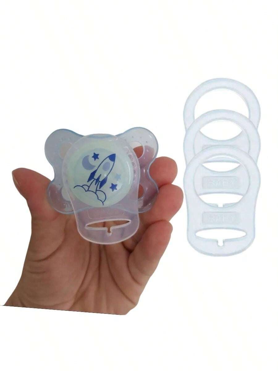 Kit 3 unidades adaptador de silicone para prendedor de chupeta sem alça MAM NUK LILLO - Branco - Visão 1