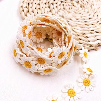 2 Yards Daisy Sunflower Water Soluble Floral Lace Ribbon