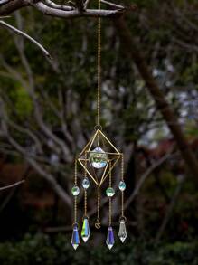 1pc Garden Sun Catcher, Artificial Crystal Wind Chime Wall Hanging Decoration, Prism Ball Air Plant Hanger, Home Hanging Ornament, Balcony Sunlight Capturer