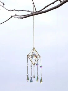 1pc Garden Sun Catcher, Artificial Crystal Wind Chime Wall Hanging Decoration, Prism Ball Air Plant Hanger, Home Hanging Ornament, Balcony Sunlight Capturer