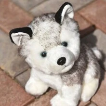 1 件超可爱柔软的哈士奇狗毛绒玩具娃娃，可作为儿童生日和节日礼物 - 白色 - 查看 3