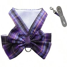 Pet Cute Bowknot Collar Dress With Harness, Leash, Cat Clothes, Dog Vest