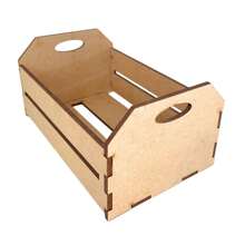 Kit para montar 5 mini caixote caixotinho feira 20 cm cestinha mdf cru porta doce enfeite mesa festa lembrancinha aniversario mães pascoa natal - Mdf cru sem pintura - Visão 4