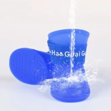 矽膠可愛寵物貓狗幼犬雨雪靴鞋子糖果色防水防滑 - 綠色 - 查看 5