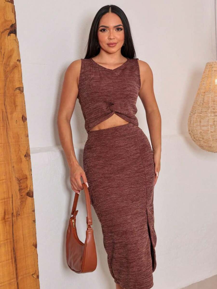Women Two-Piece Outfits - Rỉ Nâu - Xem 1