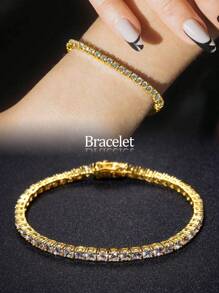 1 件闪耀 3 毫米锆石网球手链女士 S925 纯银迷人情人节精美女士珠宝礼物