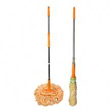 Trapeador Mágico Magic Mop Autoexprimible Acero Inoxidable Giratorio Facil Exprimir Plegable PREMIUM - Naranja - Ver 1