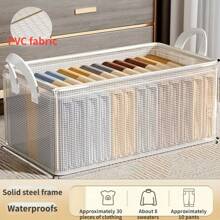 1pc Large Capacity Clothing Storage Box, Dust Proof Folding Clothing Organizer, Dormitory Wardrobe Packing Storage Container - White - View 6