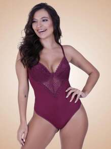 Women Shapewear Bodysuits - 酒紅色 - 查看 1