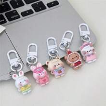 [Set di 5] Ciondoli portachiavi carini e simpatici con orsetto, coniglio e gatto, accessori per coppie, migliori amici, zaini, regali, accessori per auto, borse, scuola, stile gotico e Y2K, portachiavi con porta badge