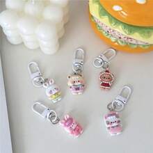 [Set di 5] Ciondoli portachiavi carini e simpatici con orsetto, coniglio e gatto, accessori per coppie, migliori amici, zaini, regali, accessori per auto, borse, scuola, stile gotico e Y2K, portachiavi con porta badge