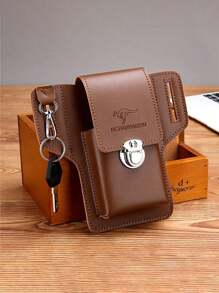 多功能真皮腰包，复古男士手机袋，钱包，手机壳，父亲节礼物，适合大学、万圣节、圣诞节、感恩节、徒步旅行、休闲户外活动等场合。 - 卡其色 - 查看 5