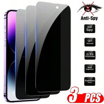 3 Pcs Anti-Spy Privacy Tempered Glass Protector Full Screen Film For Iphone 17 16E 16 15 14 13 12 11 Pro Max Plus XR X XS MAX 17 Air For Iphone 11/12/13/14ProMax 14Pro 13Pro 12Pro 11Pro 14 ProMax Plus Mini
