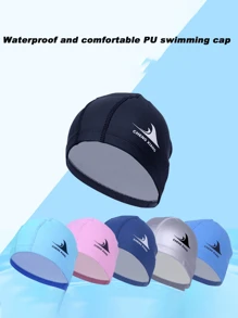 1 Gorro de natación para adultos de PU, impermeable, alta elasticidad, unisex, protección de oídos, no deslizante para cabello largo, esencial para piscinas termales, accesorios de playa, flotador de piscina - Multicolor - Ver 3