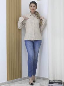 Women Blouses - 杏色 - 查看 3