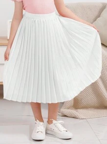 GORLYA Tween Girl Chiffon Pleated Elastic Waist A-Line Bohemian Swing Maxi Skirt, Suitable For Casual Outings, Shopping, School, Homecoming, Dinner Parties