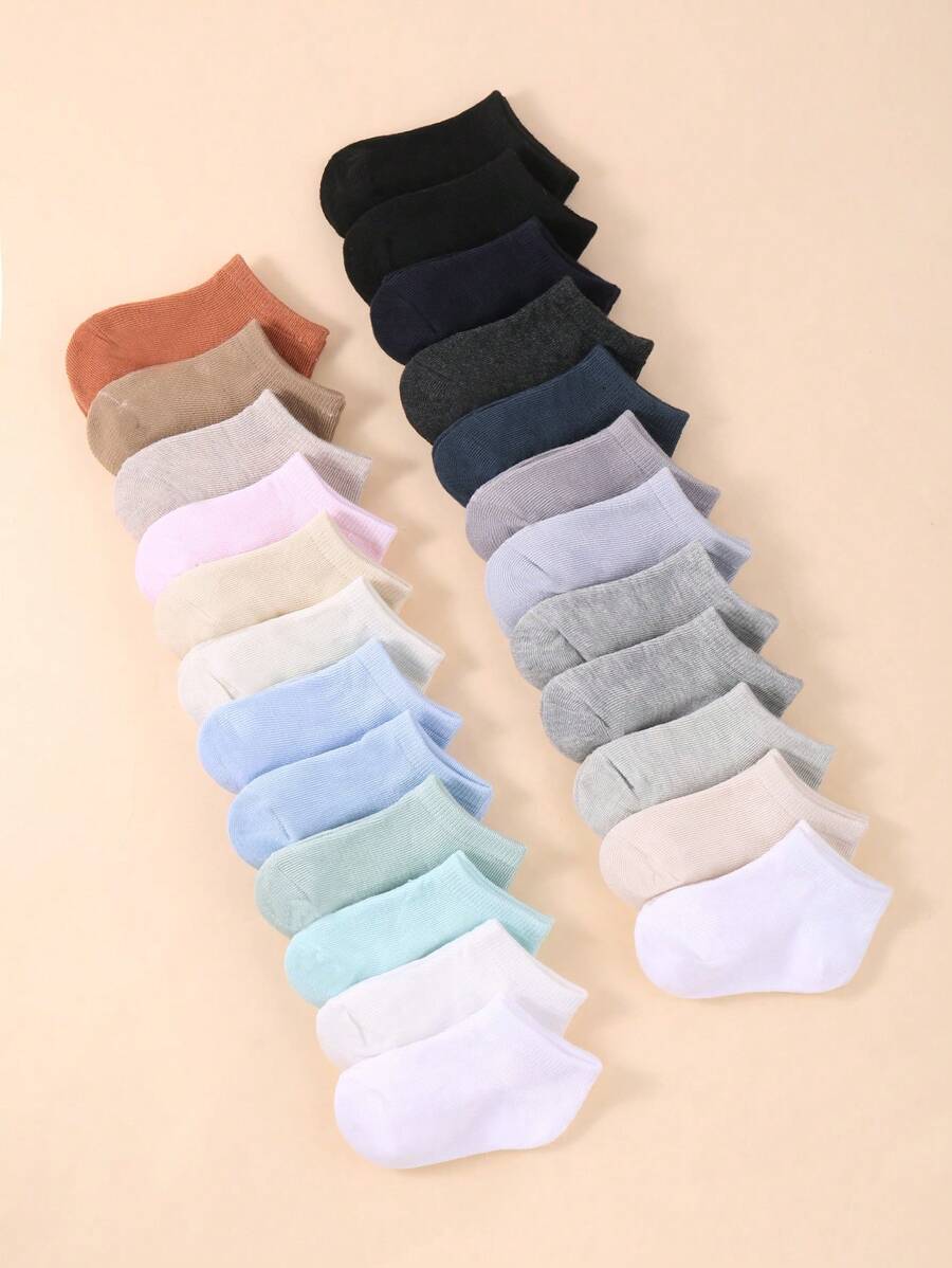 24雙/套寶寶船型襪子，中性襪子，幼兒裸色襪子 - 彩色 - 查看 1