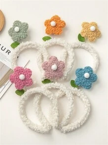 1pc Ladies Plush Hairband Small Flower Headband Lamb Hair Cartoon Hair Clip Hair Accessories For Daily Face Washing Valentine's Day Valentines,Hairband,Hair Hoop Headbands