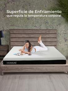 Colchón Espuma de Calidad Con Resorte Hipoalergénico | Individual, Matrimonial y Queen | Fácil de Instalar  Colchón en Caja | Tecnología Alemana | 10 Años de Garantía & 100 Noches de Prueba - Blanco y Negro - Ver 3