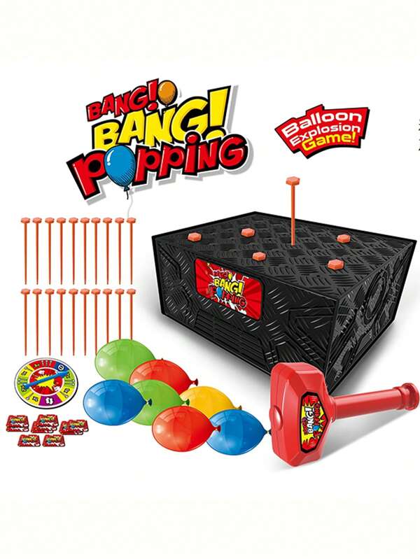 1 Set Juego interactivo de mesa de globos estallando, juguete para festival y reuniones, juego de mesa multijugador estimulante (número aleatorio de globos, algunos accesorios son de color aleatorio), el tamaño con globos es adicional, necesita comprar todo el set (talla única) para jugar el juego