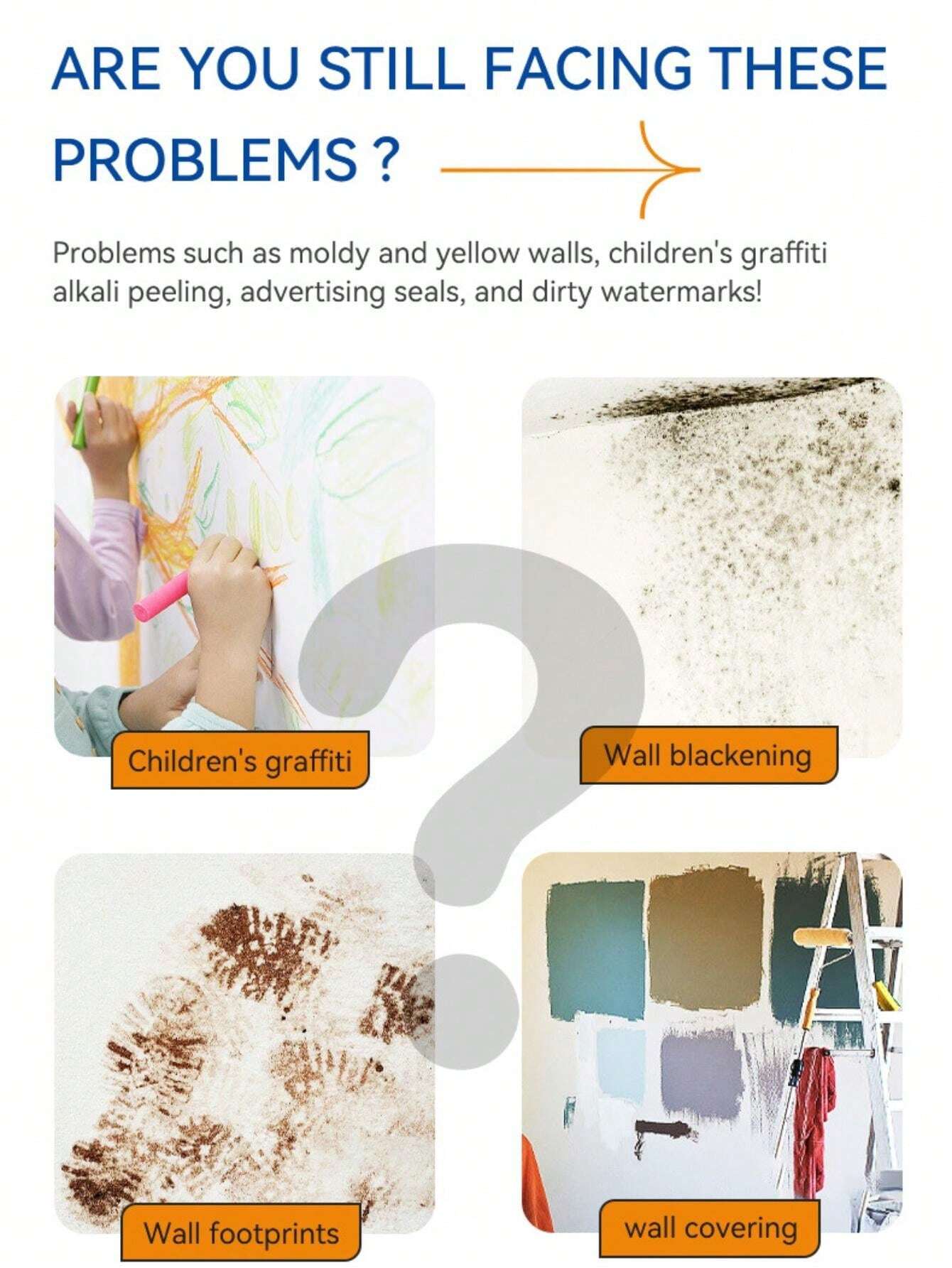 WaterBased Odorless Graffiti Stain Coverage Latex Paint, White Wall