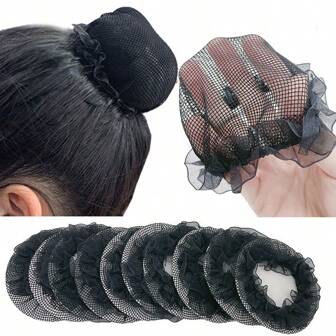 3-10pcs Polyester Dance Hair Net Bun Cover With Lace For Ballet Dancers, Students And Air Hostess Hairstyles Devil Accessories Hair Ties Ponytail Holders Hair Elastics Hair Rubber Bands Scrunchies Hair Rope Elastic Hair Tie