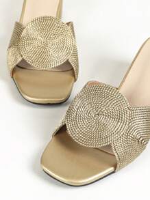 New Summer Women Rope Decor Sandals, Black/Silver/Orange/Golden High Heels & Low Heels Styles - Gold - View 6