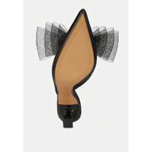 Asma Organza Bow Embellished Satin Mules