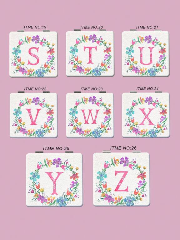 1pc Spring Floral Heart Portable Folding Compact Mirror Ultra Thin Stainless Steel Silver Nano Plated Frame Floral Letter Pattern Design Durable Folding Structure Suitable For Travel Parties Birthdays Valentine s Day p 32442200