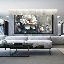 1入/set牆藝裝飾品，白色植物和花卉帆布印花，現代花卉印花，白色花卉牆壁藝術海報，客廳和廚房的理想禮物，無框架 - 彩色 - 查看 27