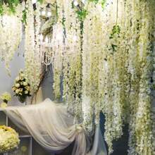 Artificial Wisteria Hanging Flowers Fake Wisteria Flower Garland Silk Vines Rattan Decor For Home Wedding Arch Wall Garden Greenery Bedroom Outdoor Office Party Decoration, Valentine Day, Gift Gifts Birthday Graduation